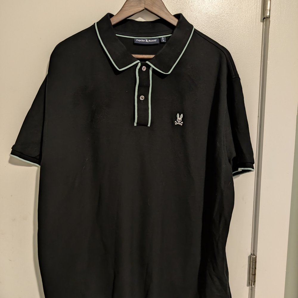 Psycho Bunny Black Polo with Green Trim
